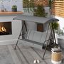 Voir la diapositive 2 : OUTSUNNY Balancelle de jardin convertible 3 places grand confort 3 coussins toit réglable acier polyester gris