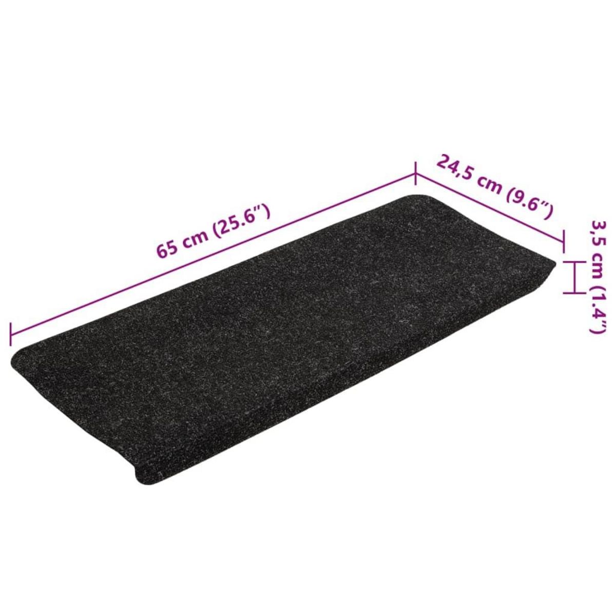 VIDAXL Tapis d'escalier auto-adhesifs 15 pcs 65x24,5x3,5 cm Anthracite