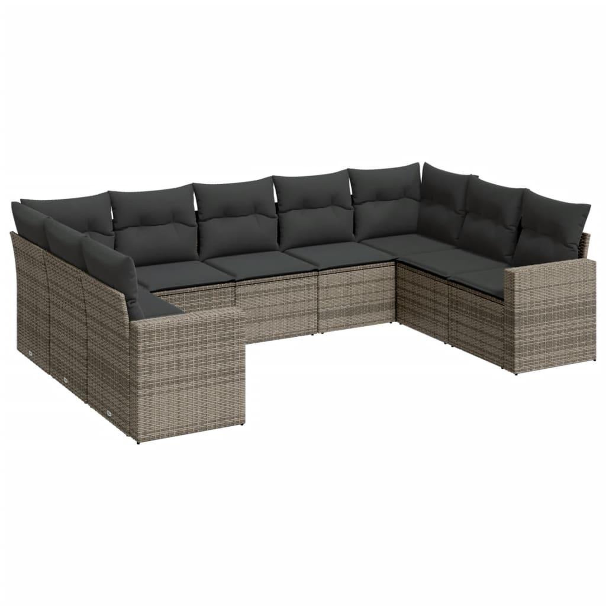 Voir la diapositive 2 : VIDAXL Salon de jardin 9 pcs avec coussins gris resine tressee