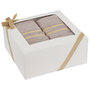 Voir la diapositive 2 : ACTUEL Coffret cadeau 2 serviettes 30x50 + 2 serviettes 50x90 en coton liteau doré 