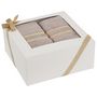 Voir la diapositive 2 : ACTUEL Coffret cadeau 2 serviettes 30x50 + 2 serviettes 50x90 en coton liteau doré 