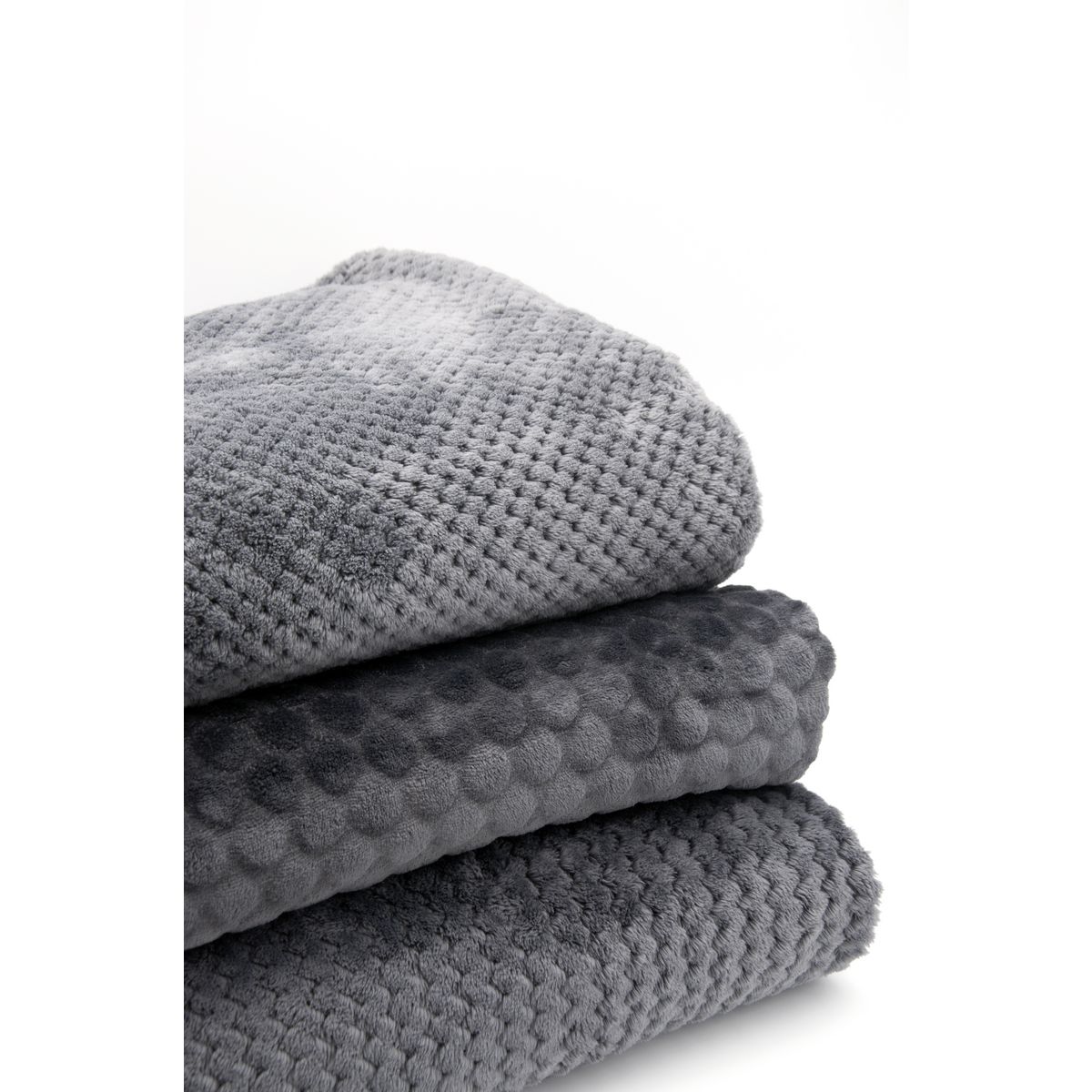 TODAY Plaid uni en polyester effet nid d'abeille 3D GRAPHITE