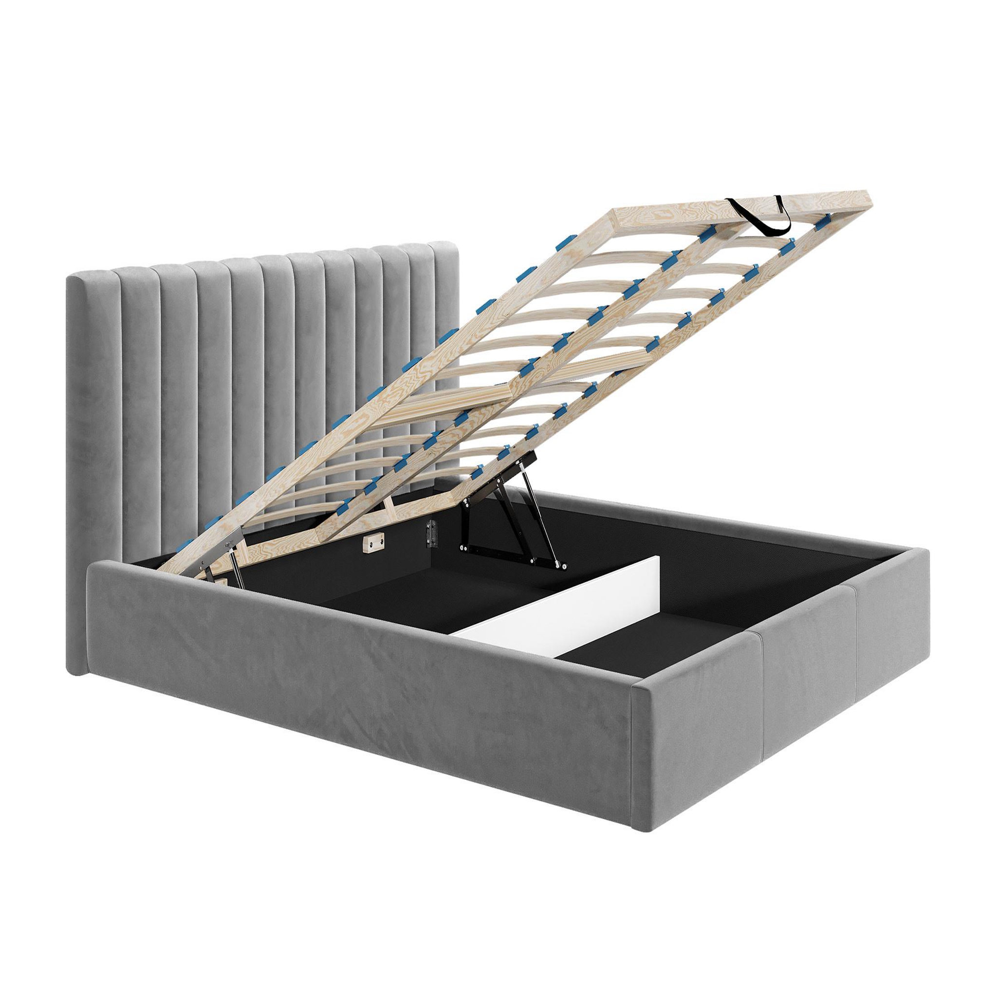 Voir la diapositive 2 : BEST MOBILIER Rosario - lit coffre - 160x200 - sommier inclus - en velours