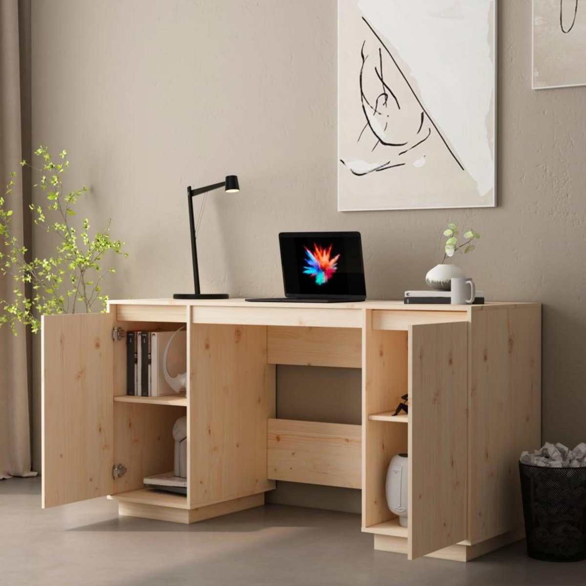 VIDAXL Bureau 140x50x75 cm bois massif de pin