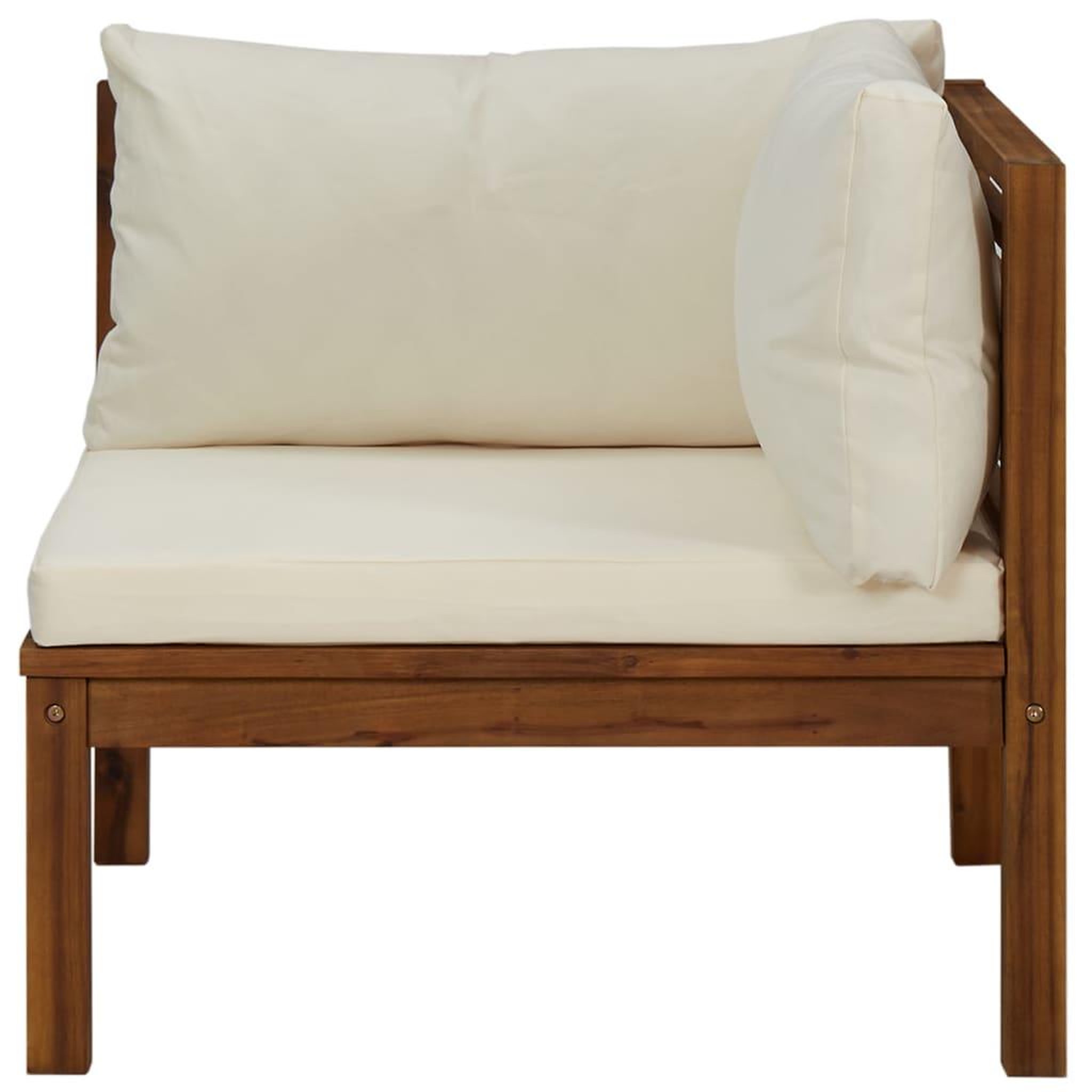 Voir la diapositive 4 : VIDAXL Canape d'angle sectionnel et coussin blanc creme Bois d'acacia
