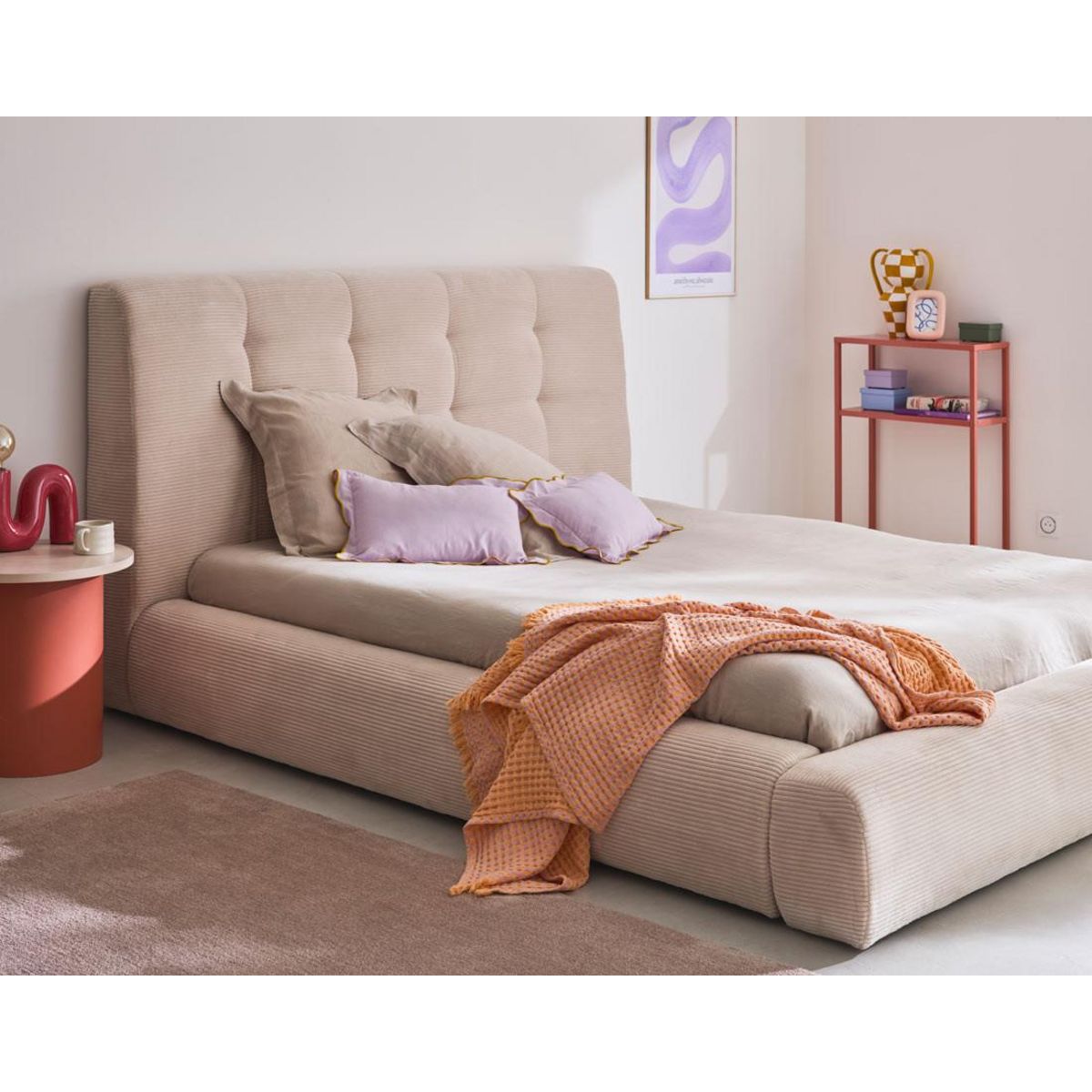 LISA DESIGN Onyx - lit coffre - 180x200 cm - en velours côtelé - sommier inclus