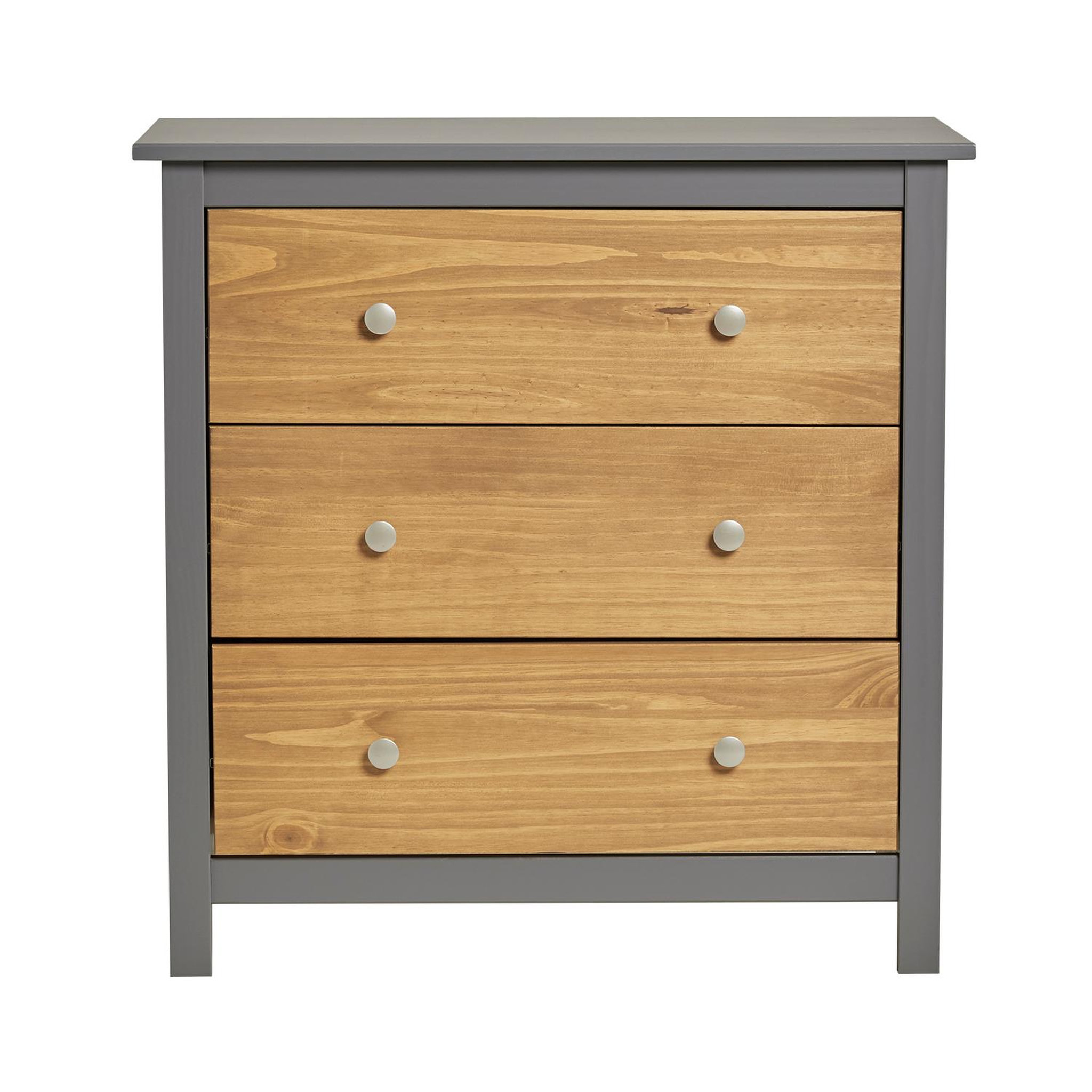 Voir la diapositive 3 : VS VENTA-STOCK Commode Bonnie Gris 3 Tiroirs, Fabriqué en Bois de pin Massif, 79 cm Longueur