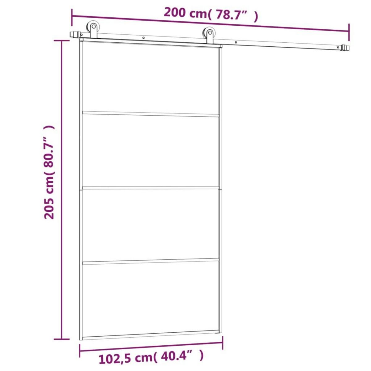 VIDAXL Porte coulissante et kit de quincaillerie 102,5x205cm Verre ESG
