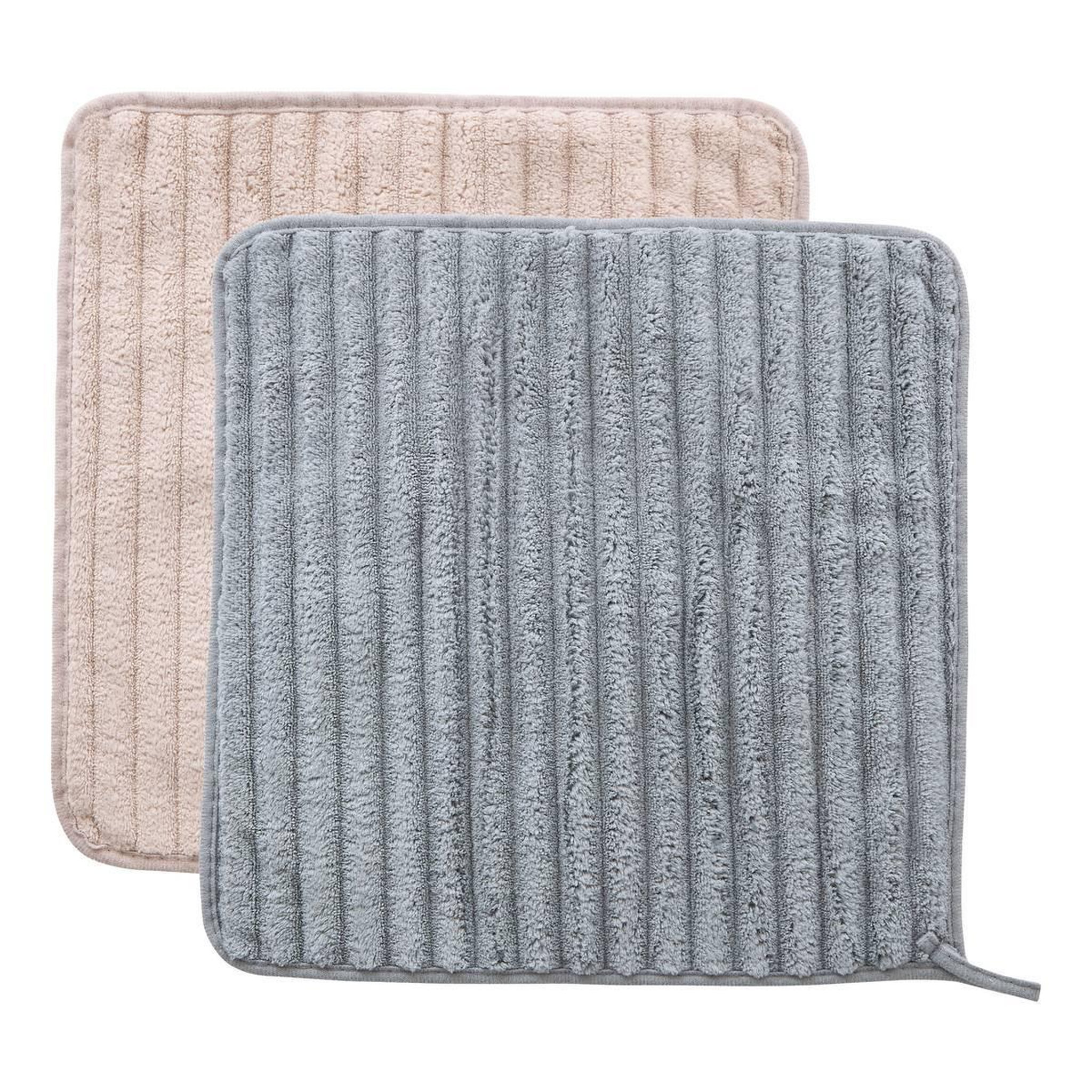 FIVE Lot de 2 Chiffons de Cuisine  Absorb  30cm Gris & Rose