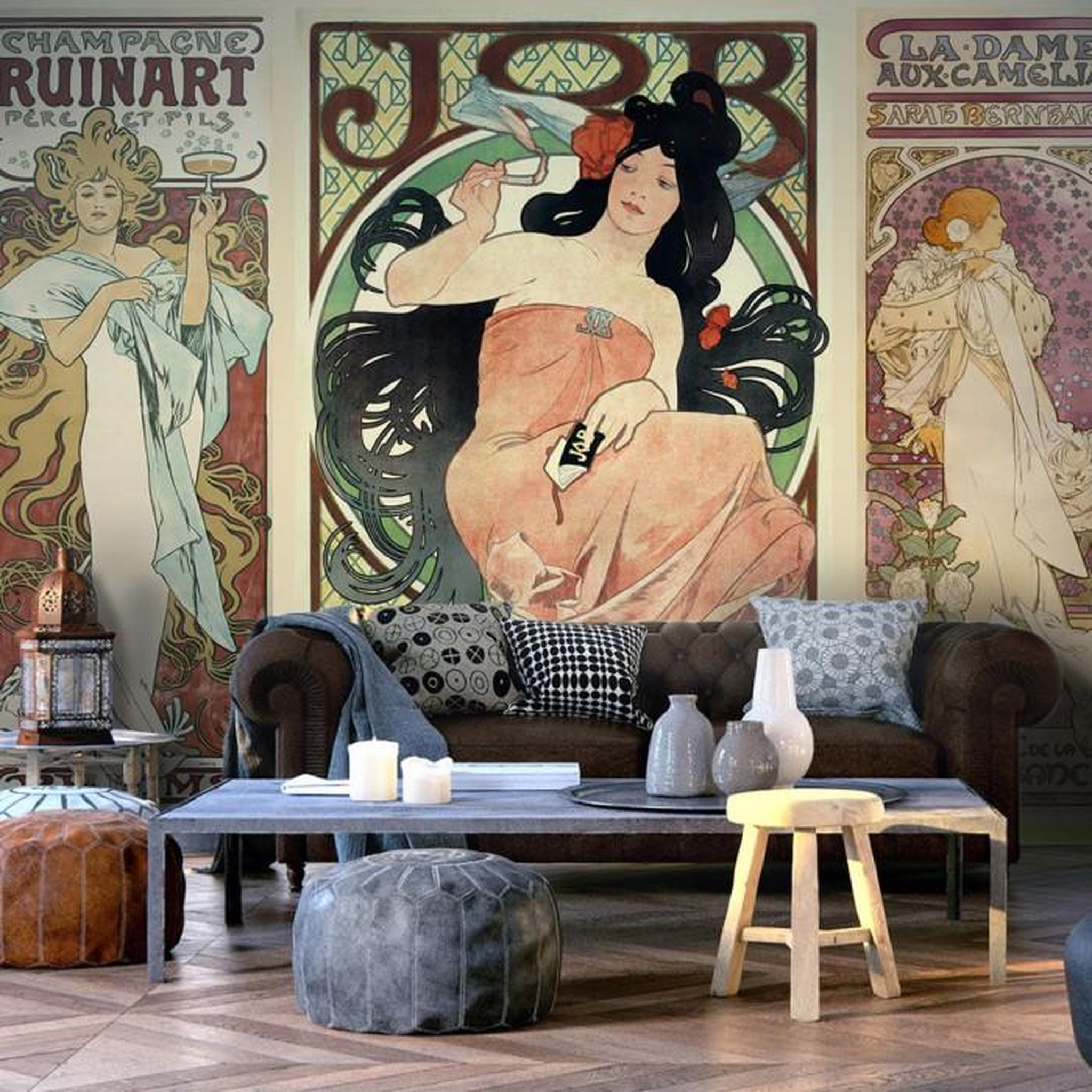 Paris Prix Papier Peint  Alphonse Mucha Women's. Coloris disponibles : Multicolore