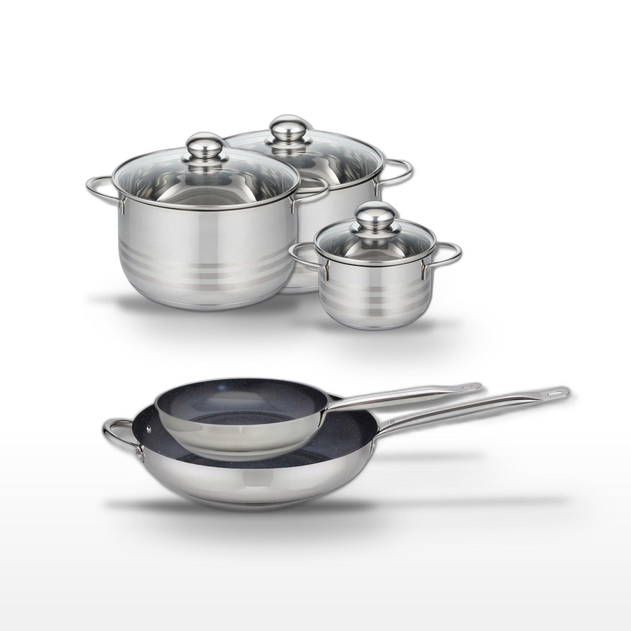 ELO Lot de 2 poêles 24/32cm et 3 faitouts 14/20/24cm elo profi therm platinum