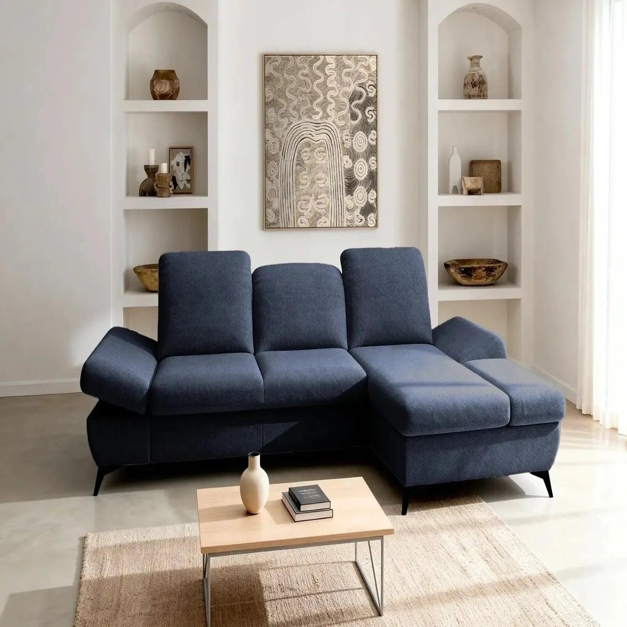Voir la diapositive 4 : CASANOVA PARIS Livia - canapé d'angle convertible tissu chiné