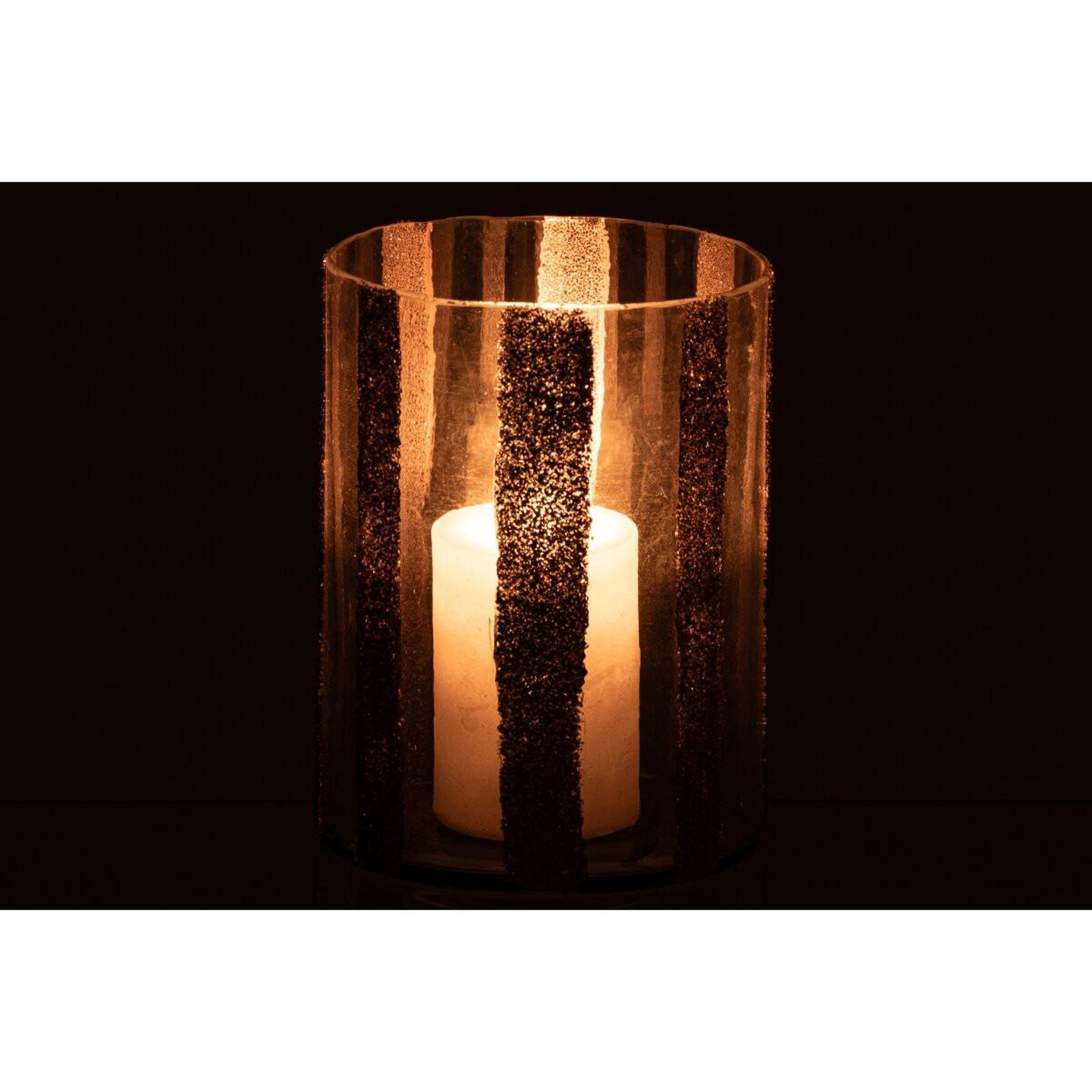 Voir la diapositive 5 : J-LINE Photophore Cylindrique en Verre  Torben  20cm Doré