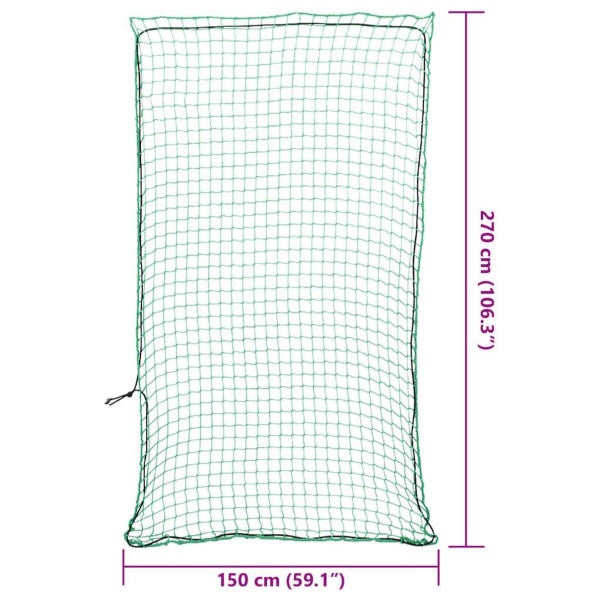 VIDAXL Filet pour remorque avec corde elastique vert 2,7x1,5 m PP