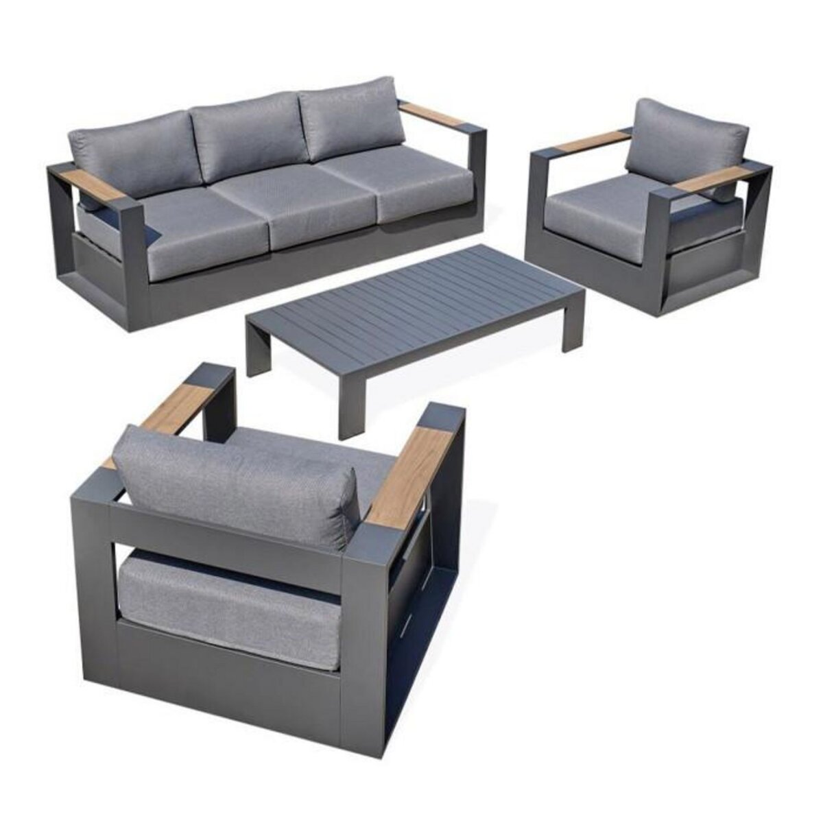 Paris Prix Salon de Jardin 5 Places  Mandelieu  225cm Gris Anthracite