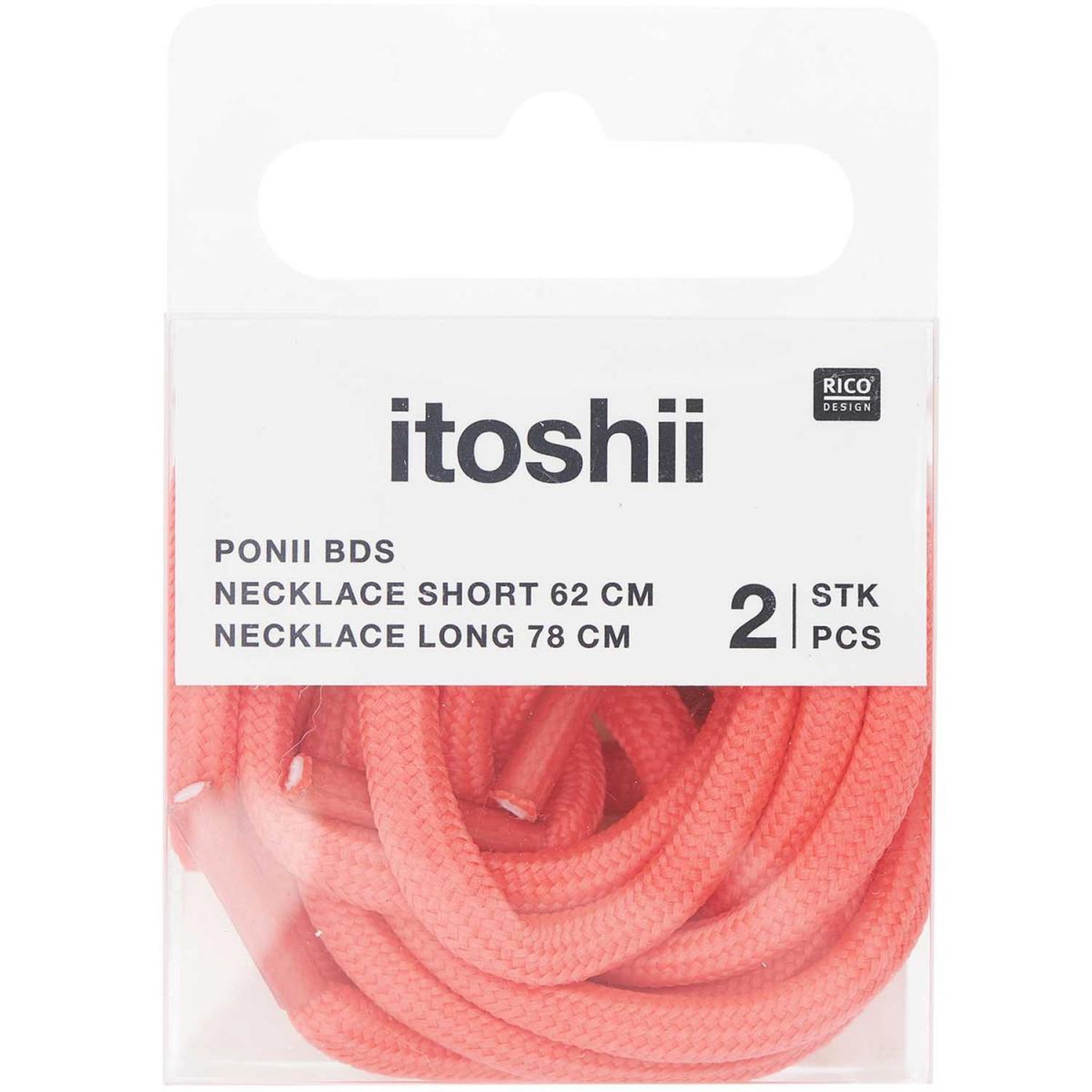 RICO DESIGN Itoshii pack 2 cordons 2 tailles rose fluo