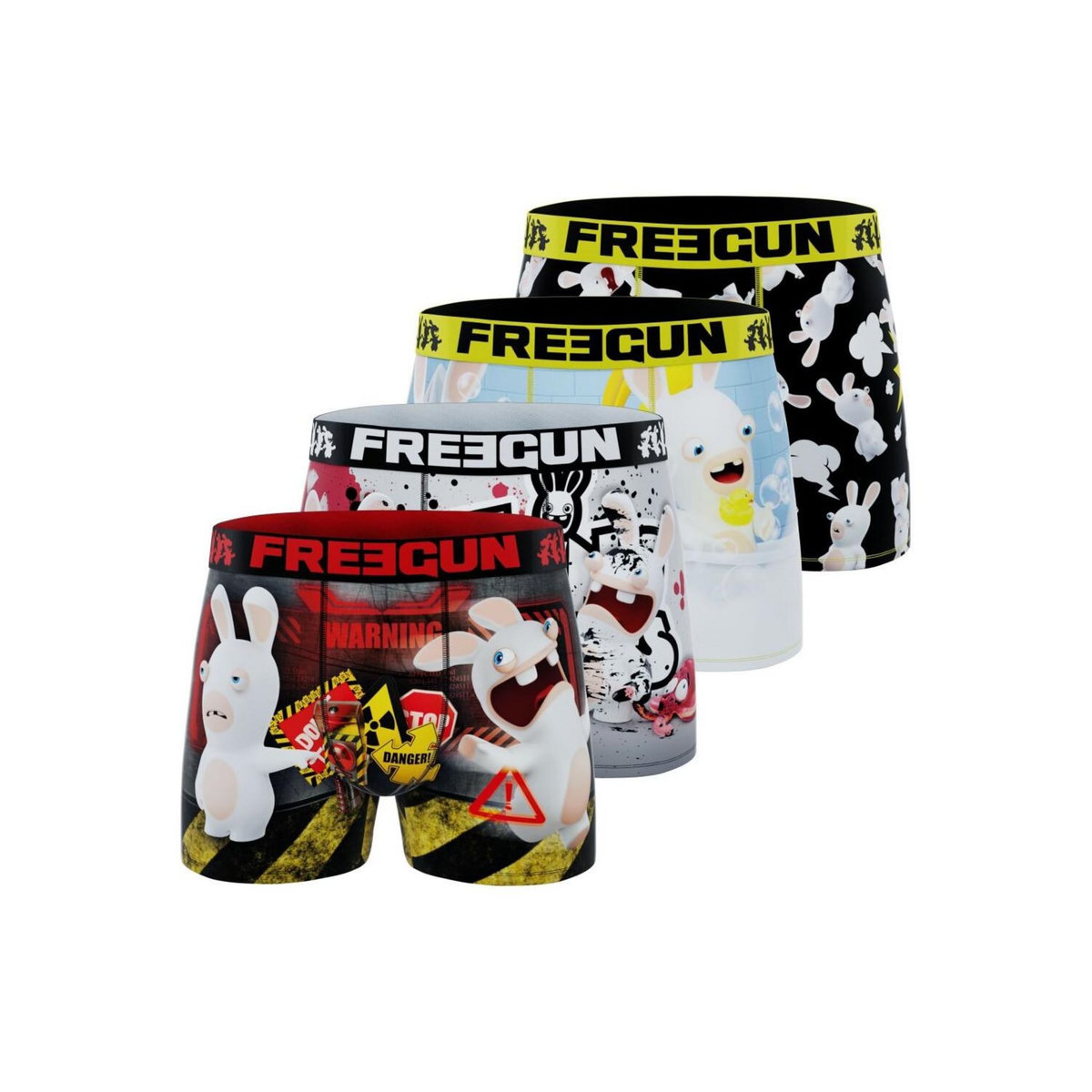 FREEGUN Lot de 4 boxers homme Lapins Crétins