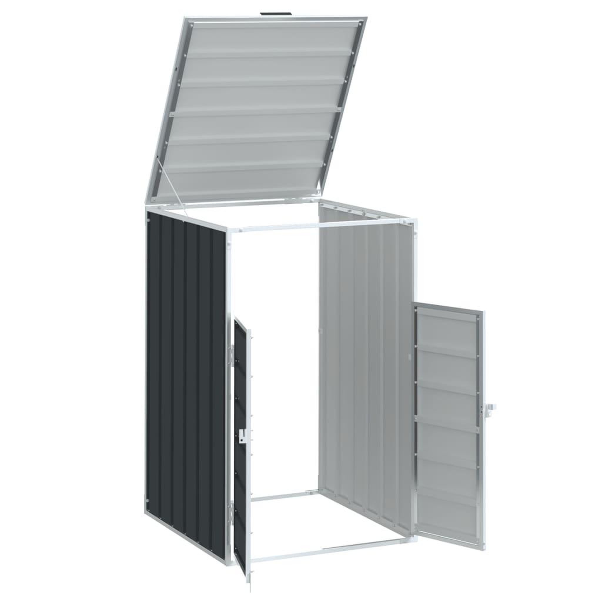 Voir la diapositive 4 : VIDAXL Rangement a roulettes pour poubelles pour bac unique acier