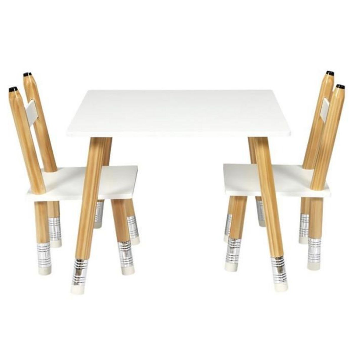 Paris Prix Table & 2 Chaises Enfant  Crayon  60cm Blanc