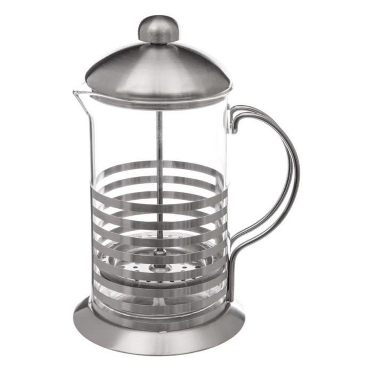 SECRET DE GOURMET Cafetière à Piston  Rayures  80cl Argent