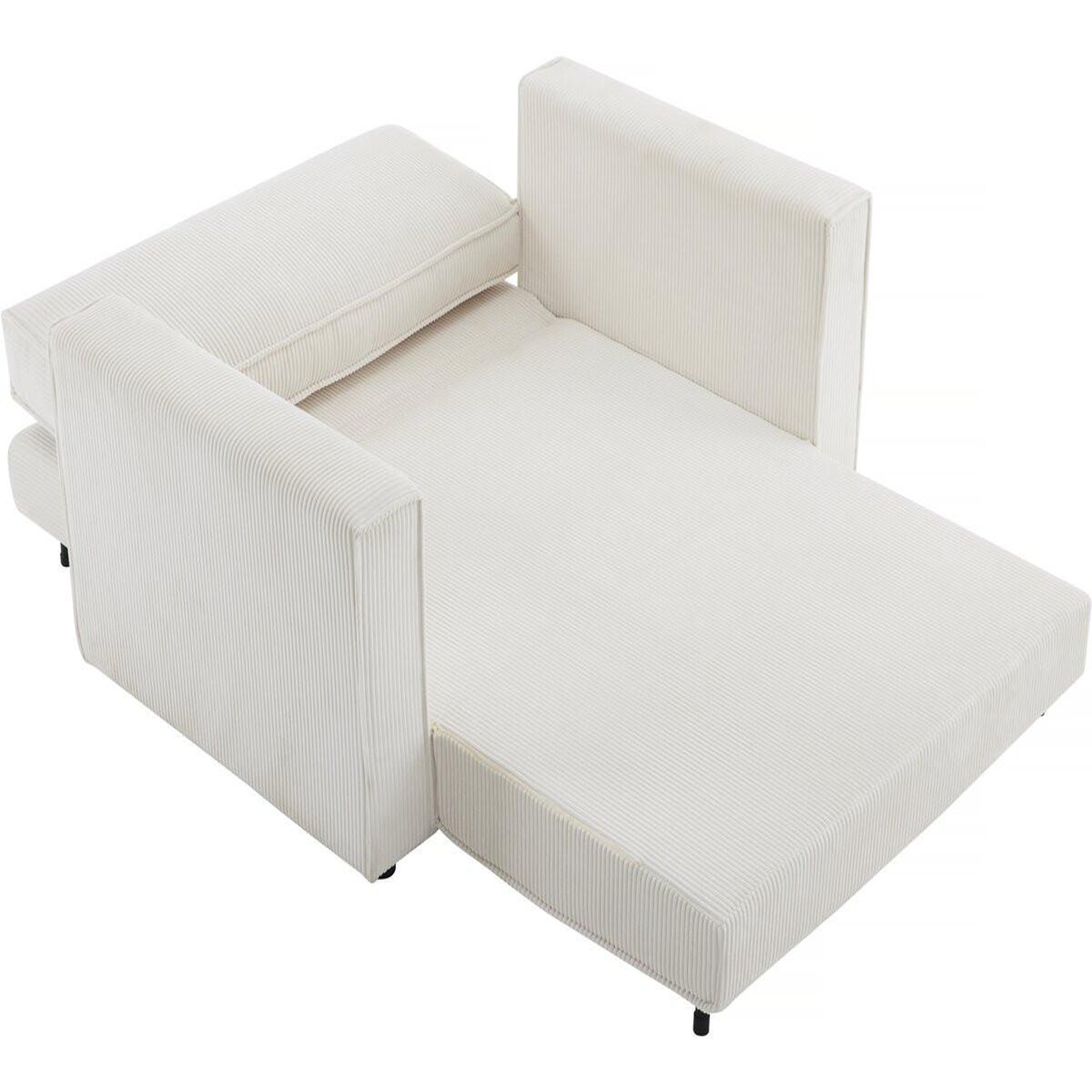 Voir la diapositive 3 : Habitat et Jardin Canapé droit convertible en velours côtelé  grenelle  - 2 places - beige