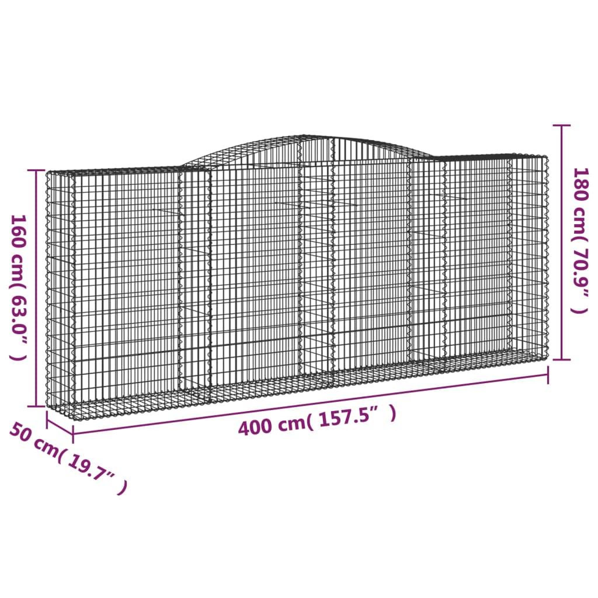 Voir la diapositive 6 : VIDAXL Paniers a gabions arques 25 pcs 400x50x160/180 cm fer galvanise