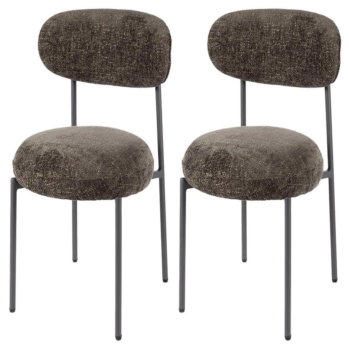 LISA DESIGN Adelia - lot de 2 chaises - pieds en métal - en tissu texturé