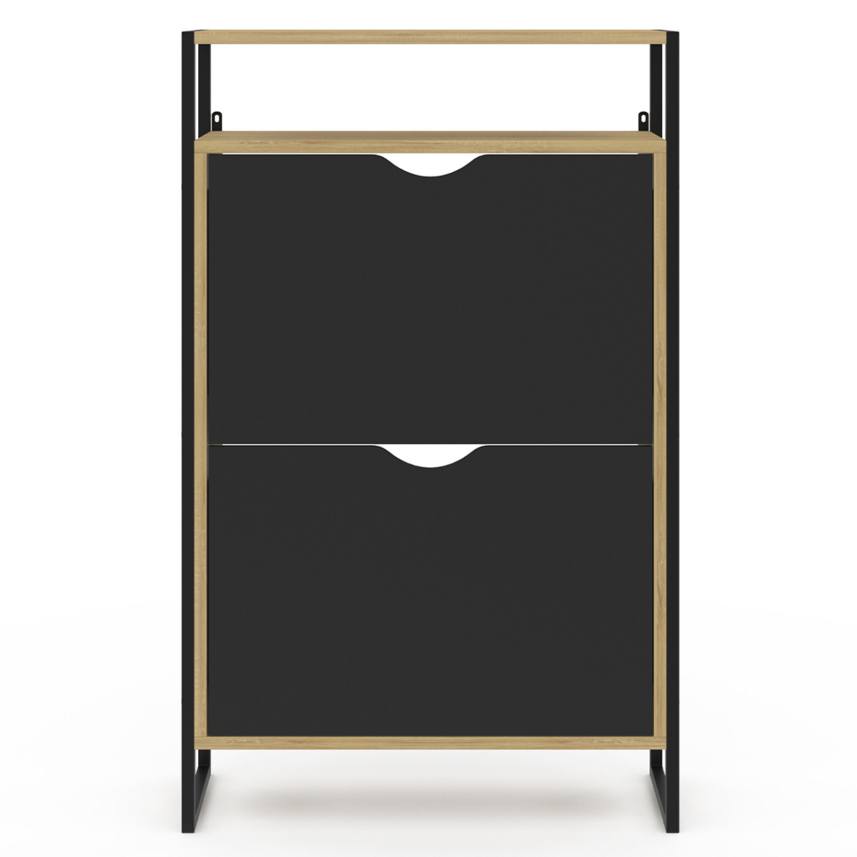 ID MARKET Meuble à chaussures 12 paires BOSTON 2 portes avec étagère supérieure design industriel