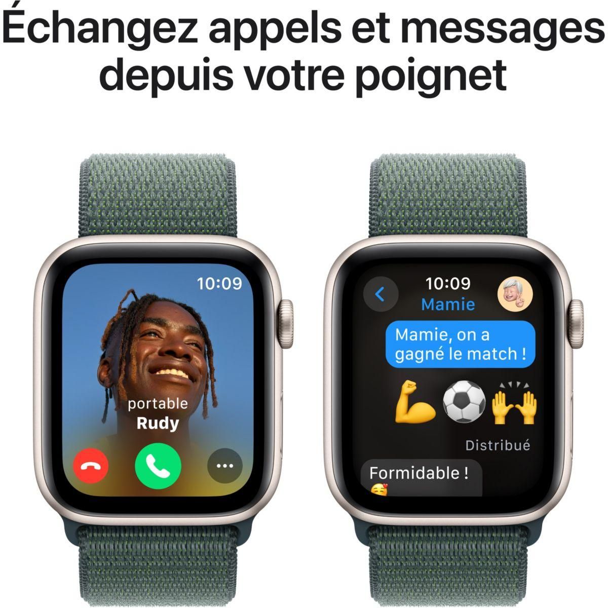 APPLE Montre connectée SE 40mm Lumière Stellaire/Vert Loop