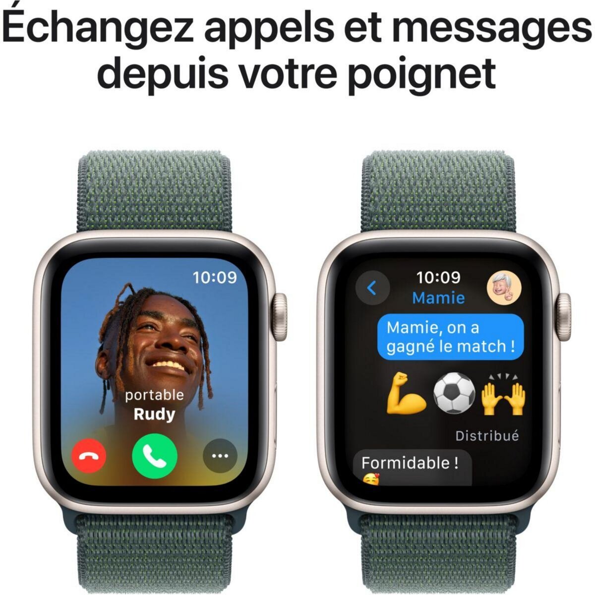 APPLE Montre connectée SE 40mm Lumière Stellaire/Vert Loop