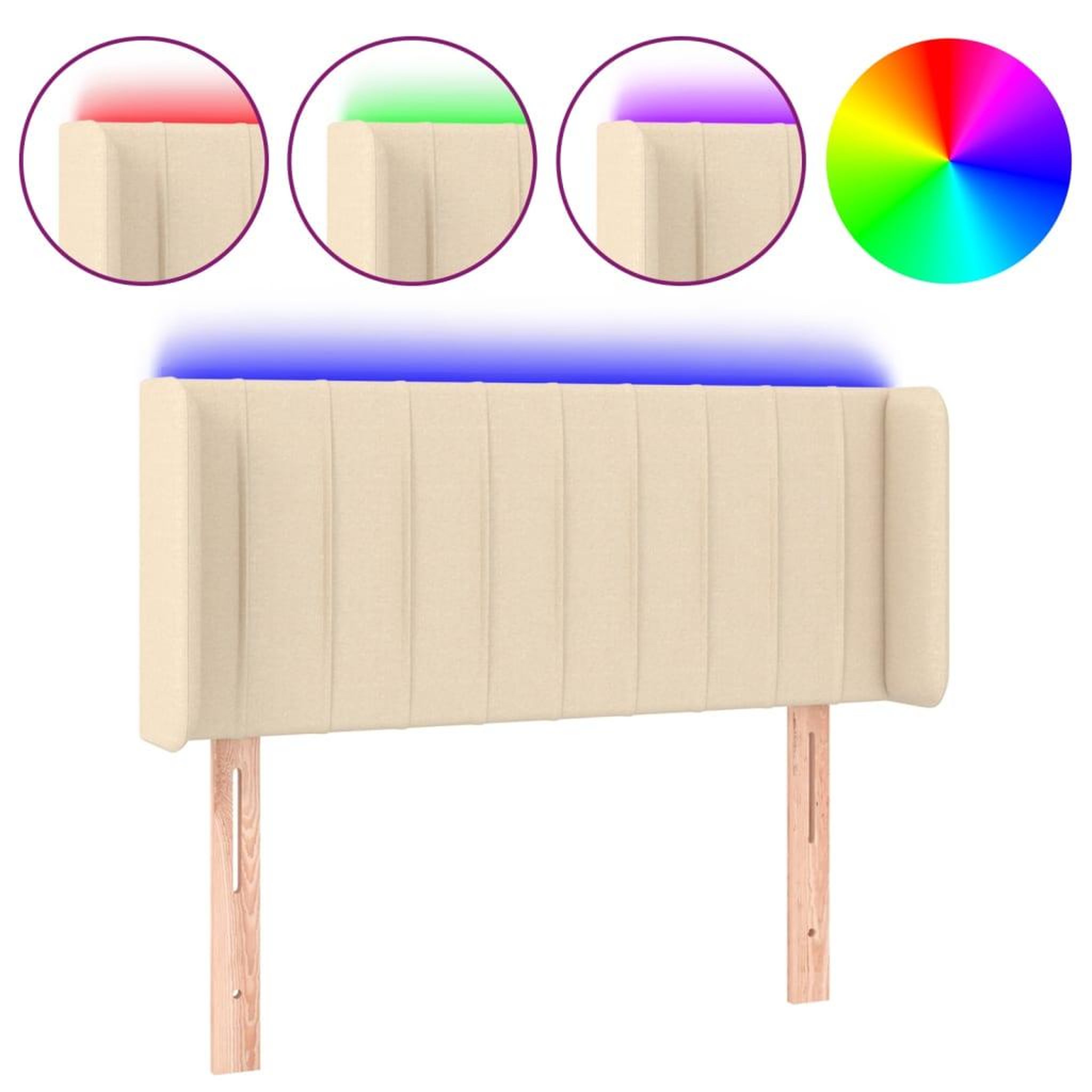 Voir la diapositive 2 : VIDAXL Tete de lit a LED Creme 83x16x78/88 cm Tissu