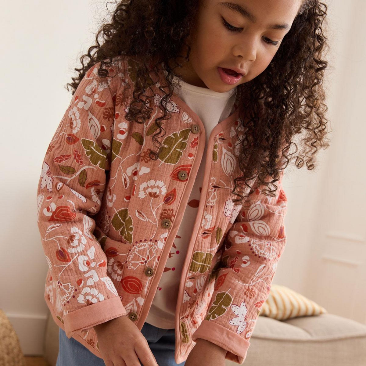 Petit Béguin Veste enfant en gaze de coton matelassé Mindanao