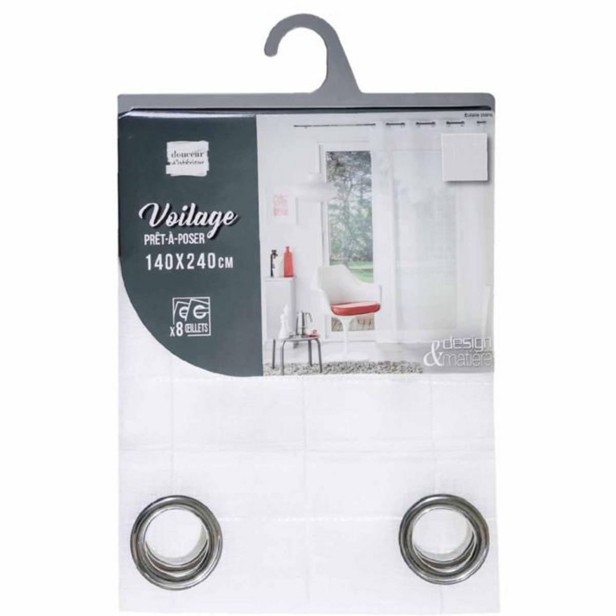 Paris Prix Rideau Voilage à Œillets  Eulalie  140x240cm Blanc