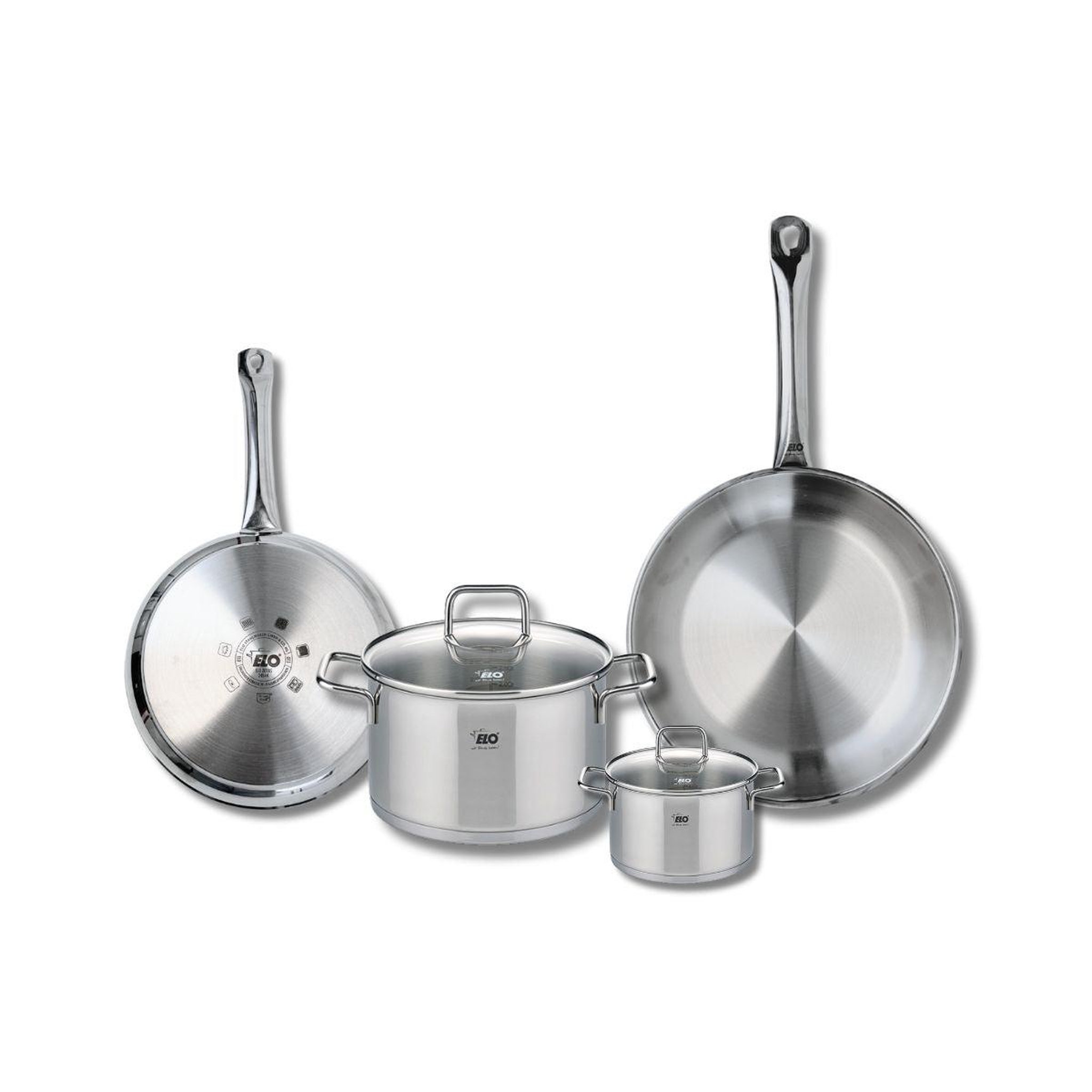 ELO Set de 2 poêles de cuisson 24 et 28 cm et 2 faitouts 12 et 20 cm elo profi citrin