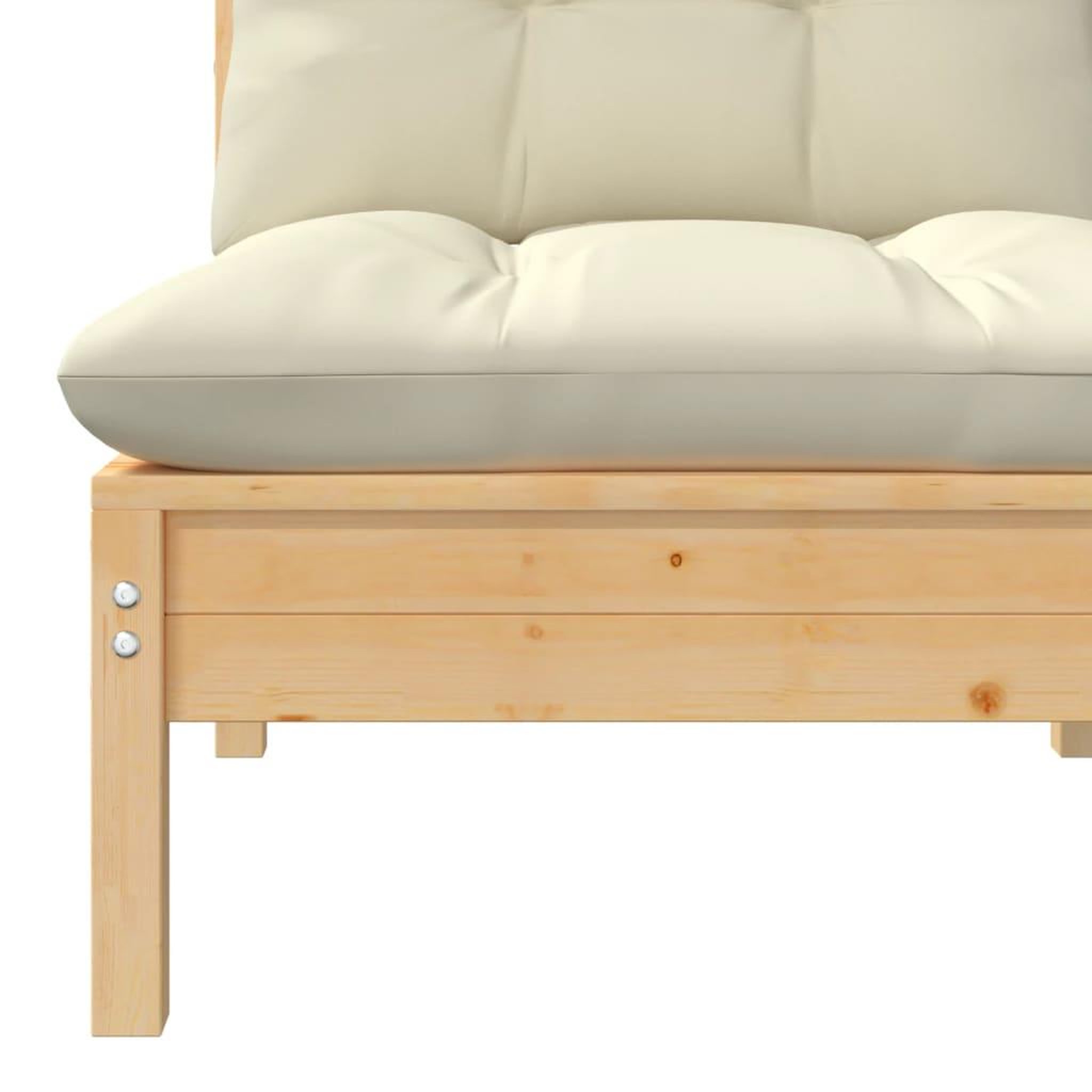 Voir la diapositive 5 : VIDAXL Canape 2 places de jardin et coussins creme Bois de pin solide