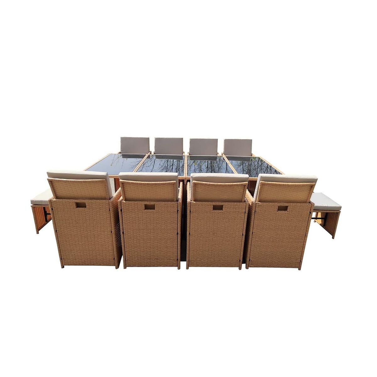 CONCEPT USINE Salon de jardin encastrable résine tressée naturel 12 places FLORIDA