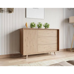 BEST MOBILIER Diego - buffet - effet bois - 3 tiroirs et 1 porte - 120 cm. Coloris disponibles : Marron
