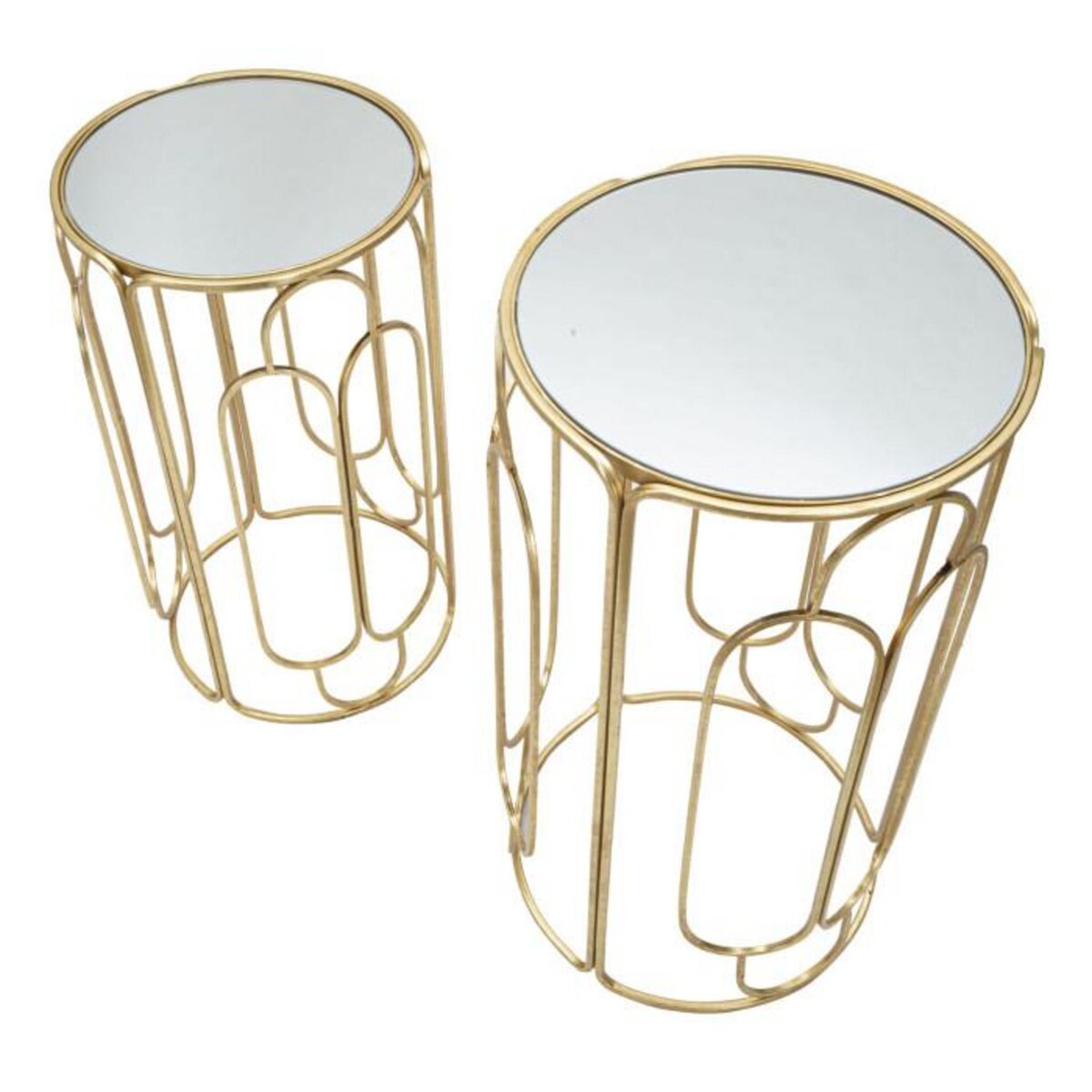 Paris Prix Lot de 2 Tables d'Appoint Gigogne Ronde  Arty  70cm Or
