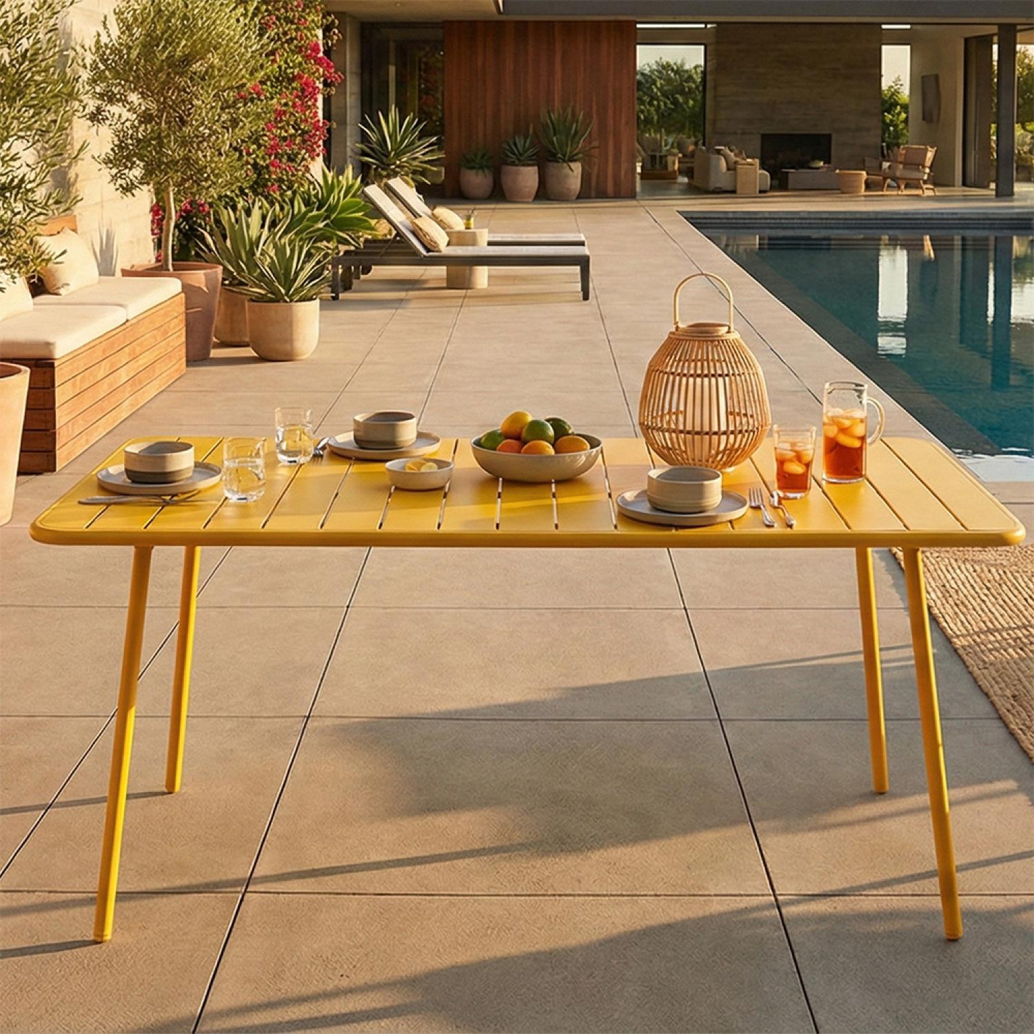 Voir la diapositive 5 : CONCEPT USINE Table de jardin 6 places 160cm jaune BERGAME