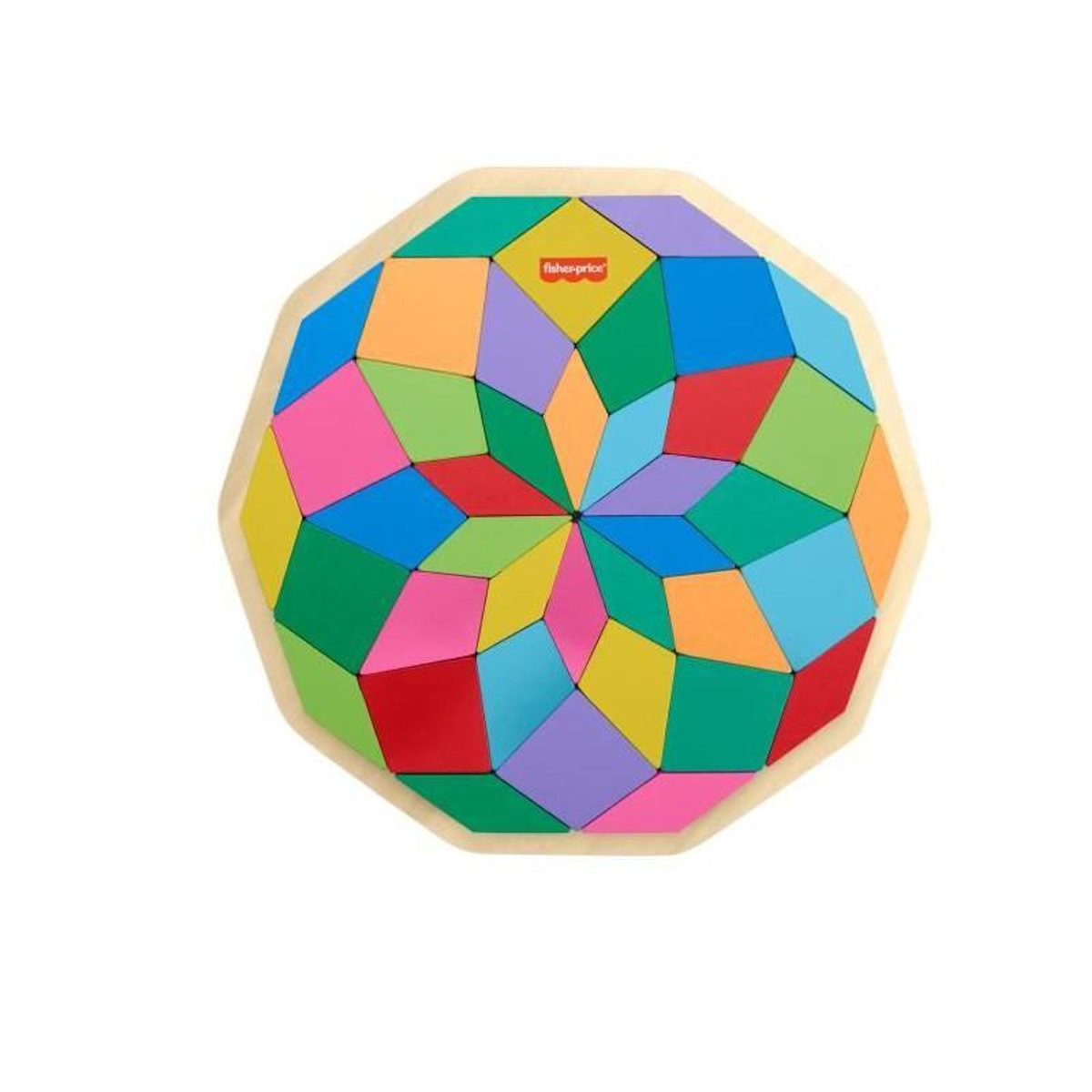 FISHER PRICE Puzzle 40 pièces Mandala bois motif géométrique – Puzzle enfant éducatif – Fisher-Price – HXT94