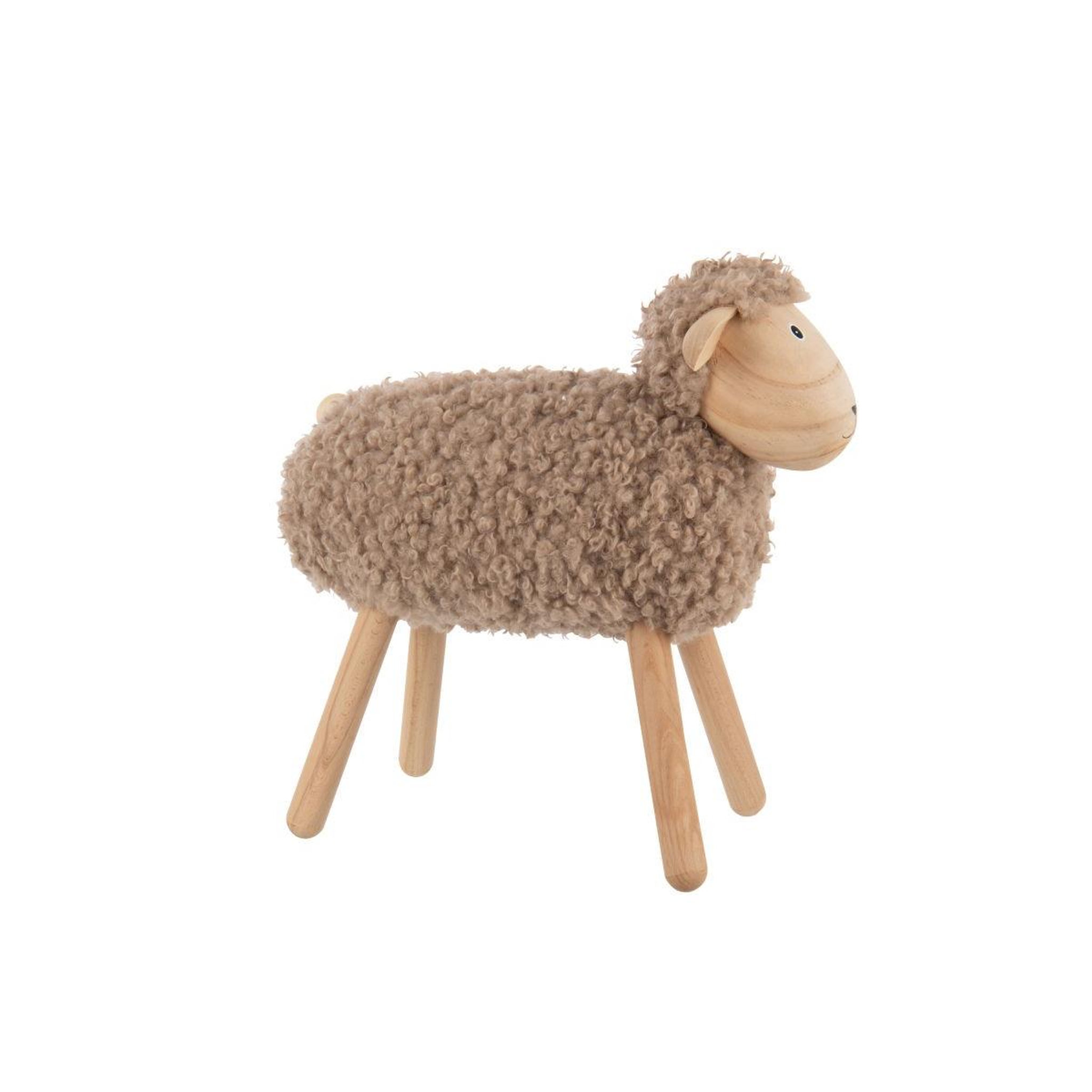 Voir la diapositive 2 : J-LINE Statuette mouton en bois  chalet  45cm beige