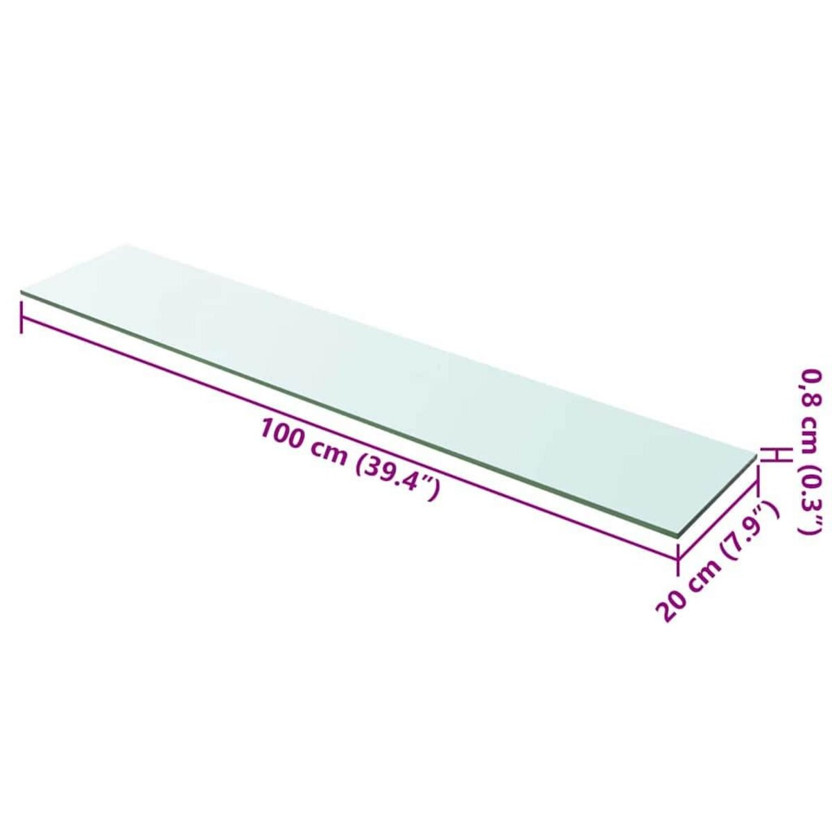VIDAXL Panneaux d'etagere 2 pcs Verre Transparent 100 x 20 cm