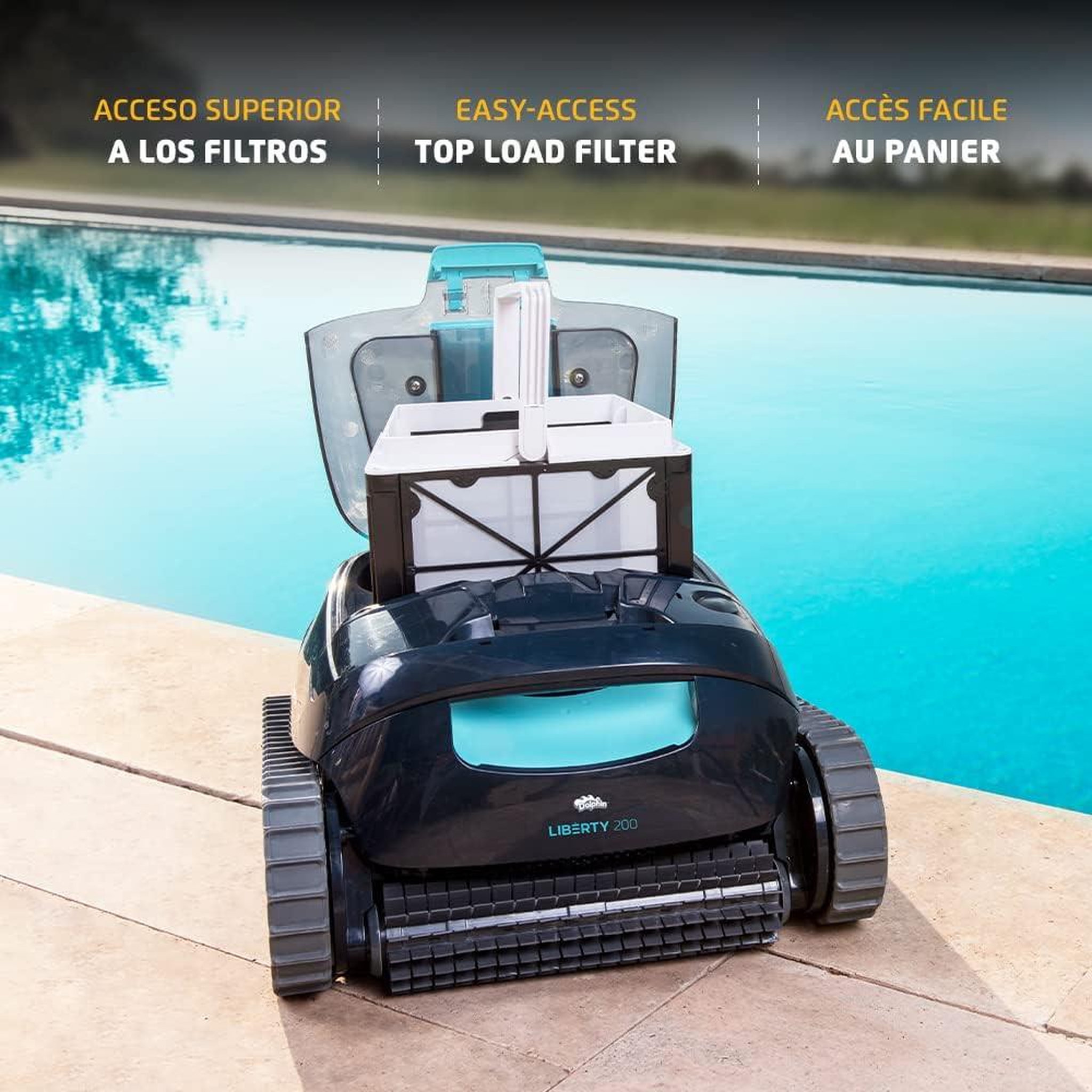 Voir la diapositive 6 : Dolphin Robot electrique de piscine sans fil fond, parois et ligne d'eau - LIBERTY 200