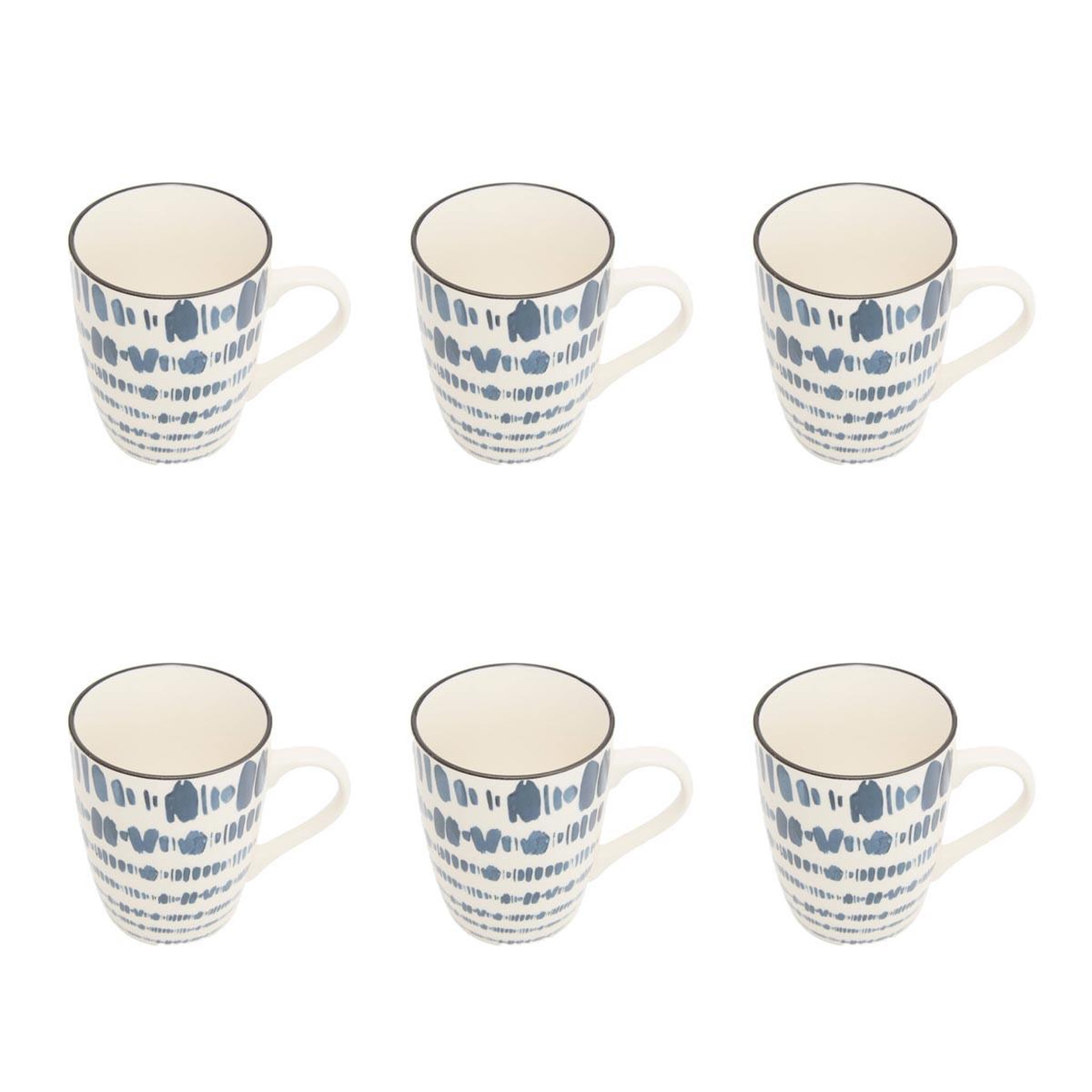SECRET DE GOURMET Lot de 6 mugs en porcelaine  umami rayon  31cl bleu