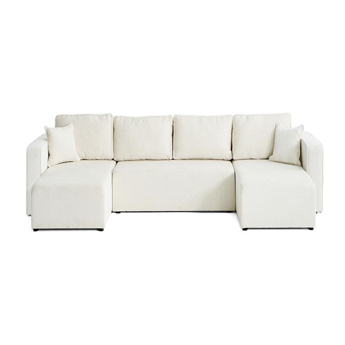 BEST MOBILIER Topaze - canapé panoramique en u - 7 places - convertible avec coffre - en tissu velours relief