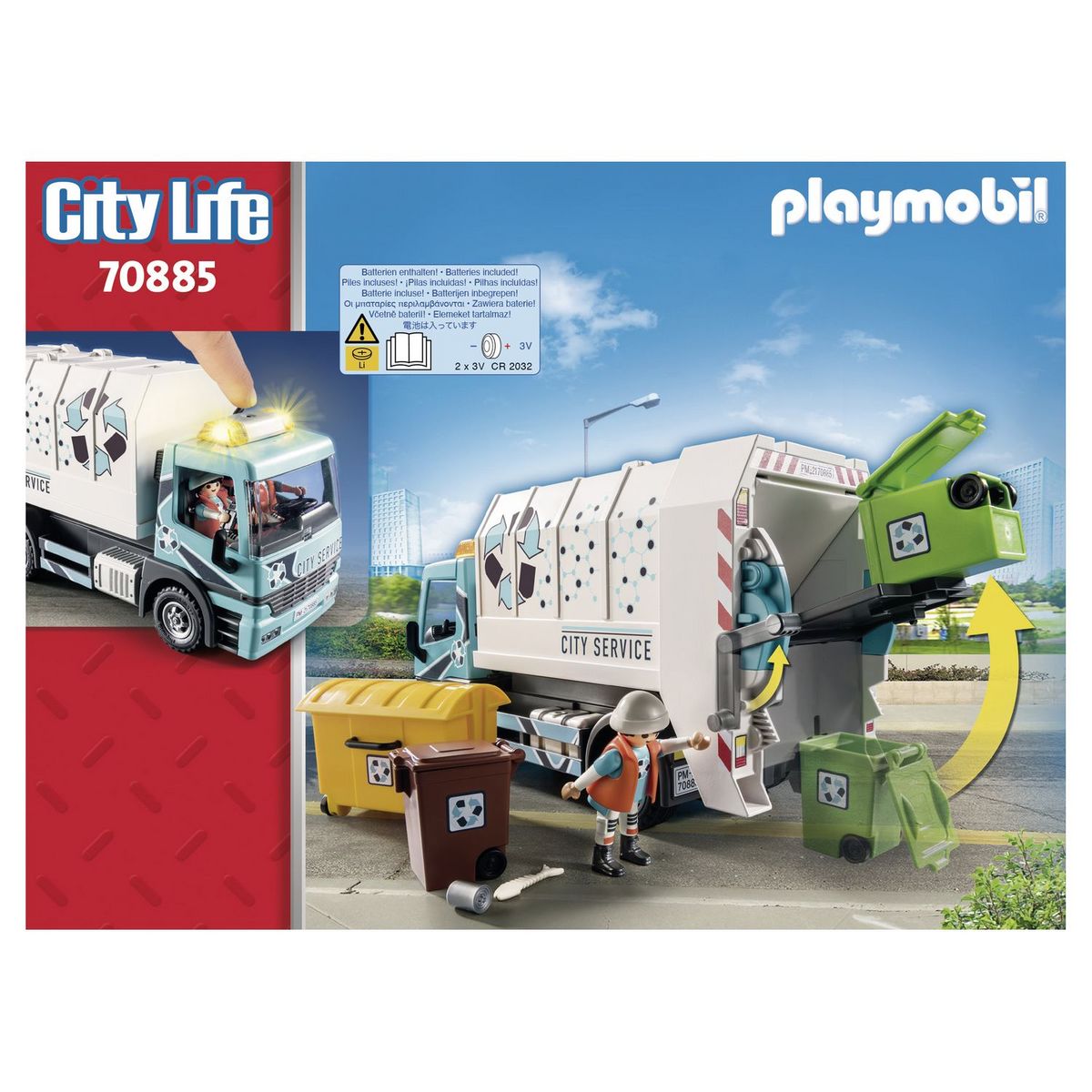 PLAYMOBIL 70885 - City Life - Camion poubelle avec effets lumineux 