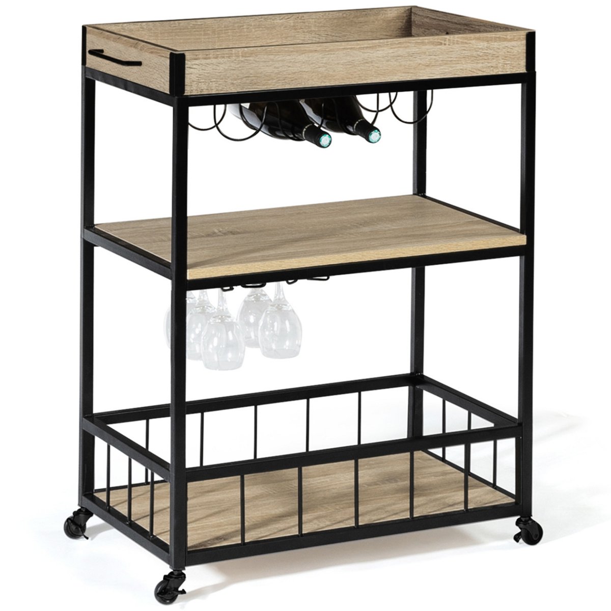 ID MARKET Desserte de cuisine DETROIT sur roulettes plateau amovible design industriel