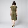 Voir la diapositive 2 : INEXTENSO Robe manches courtes en maille avec ceinture vert kaki femme