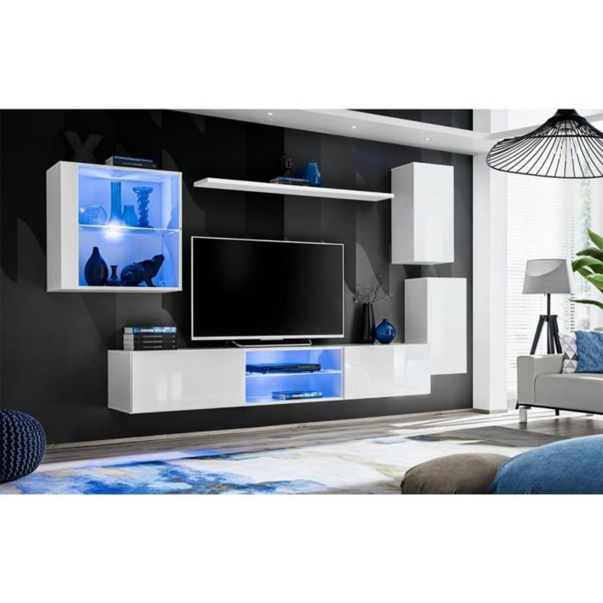 Paris Prix Ensemble Meuble TV Design  Switch XXIII  250cm Blanc