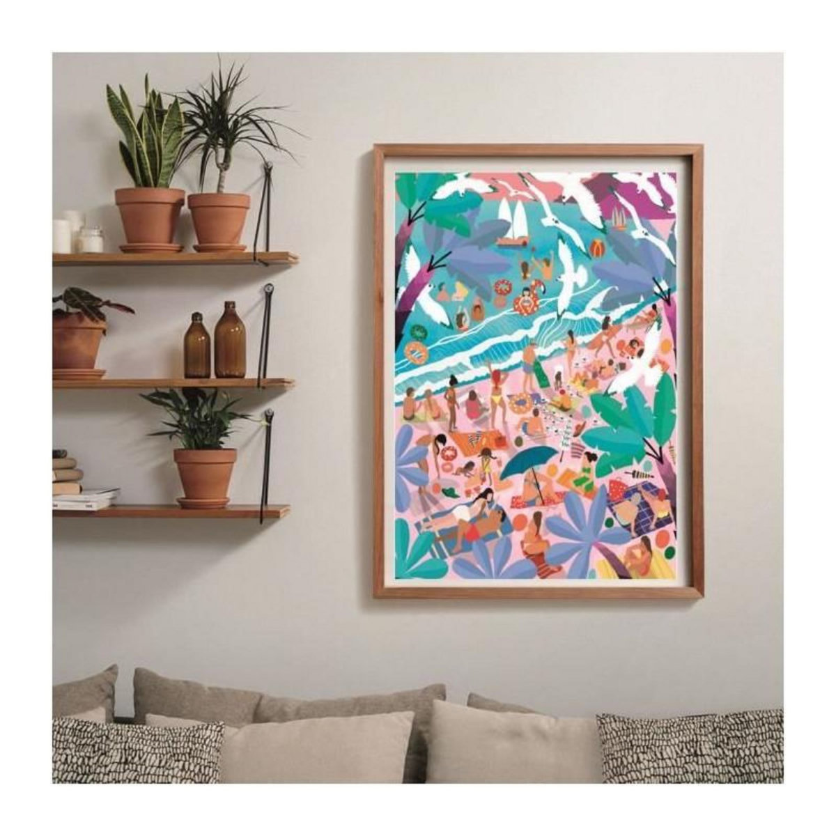 CLEMENTONI Puzzle 1000 pièces Compact Sunday at the Beach – Puzzle adulte – Clementoni